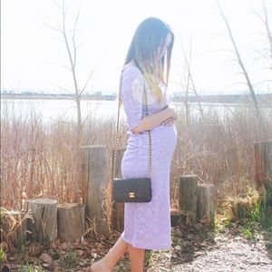 Pink blush maternity purple lace dress
